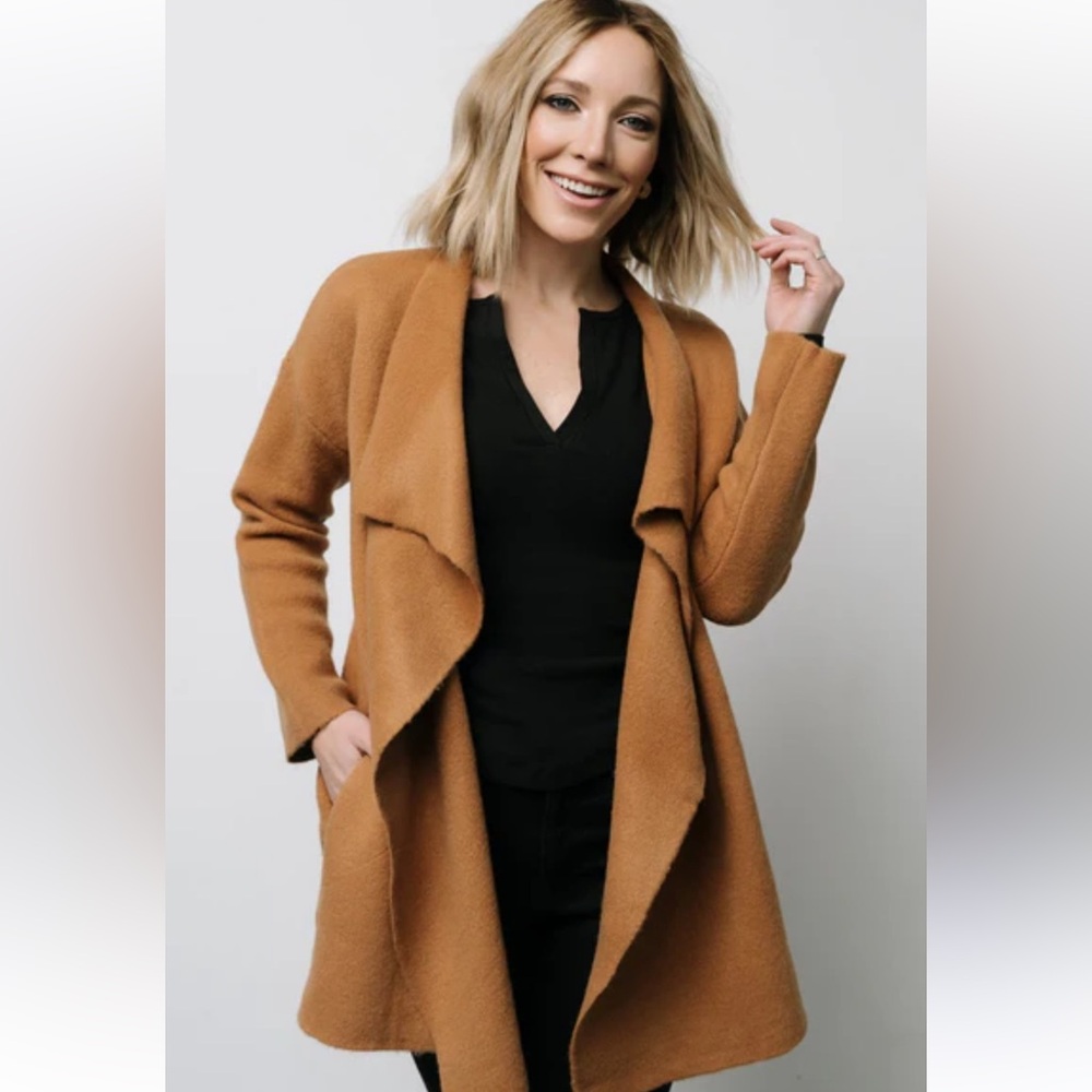 Baltic Born Lapel Cardigan Camel. Size 2XL-3XL